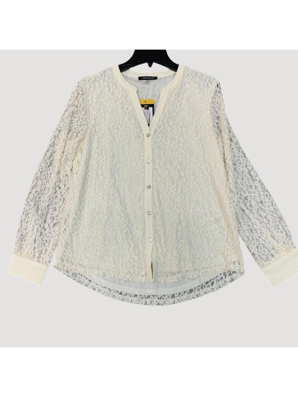 NWT Cable & Gauge Women's S Lace Button-Up Shirt Ivory Lined